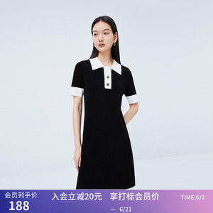 【商场同款】LILY夏新款女装复古POLO通勤显瘦直筒针织连衣裙