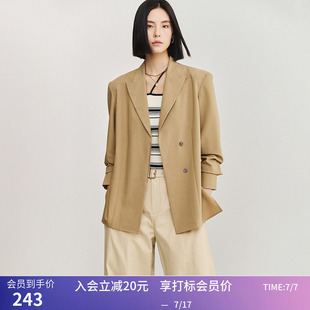【商场同款】LILY夏新款女装时尚隐形单排扣轻薄休闲西装外套