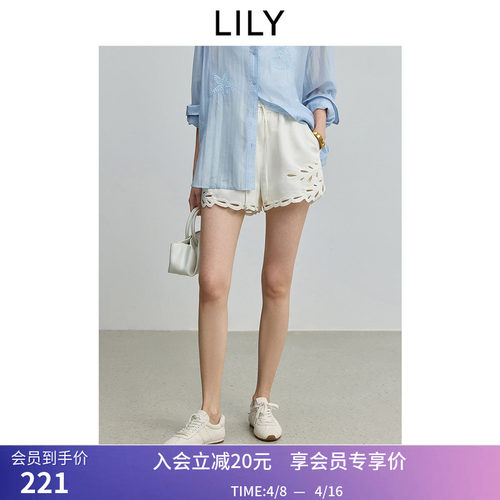 【ART系列】商场同款LILY夏新款抽绳松紧腰宽松休闲裤短裤女