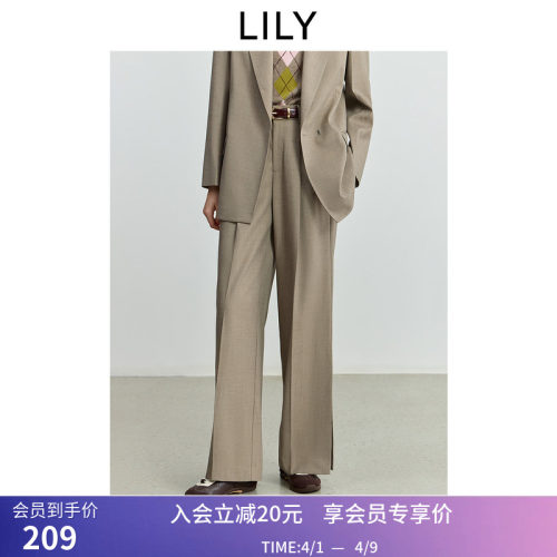 LILY秋新款女装经典老钱风垂感休闲百搭通勤高级感直筒裤西裤