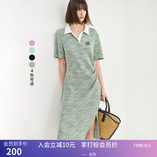 LILY夏新款女装气质都市通勤款设计感不对称收腰POLO连衣裙女