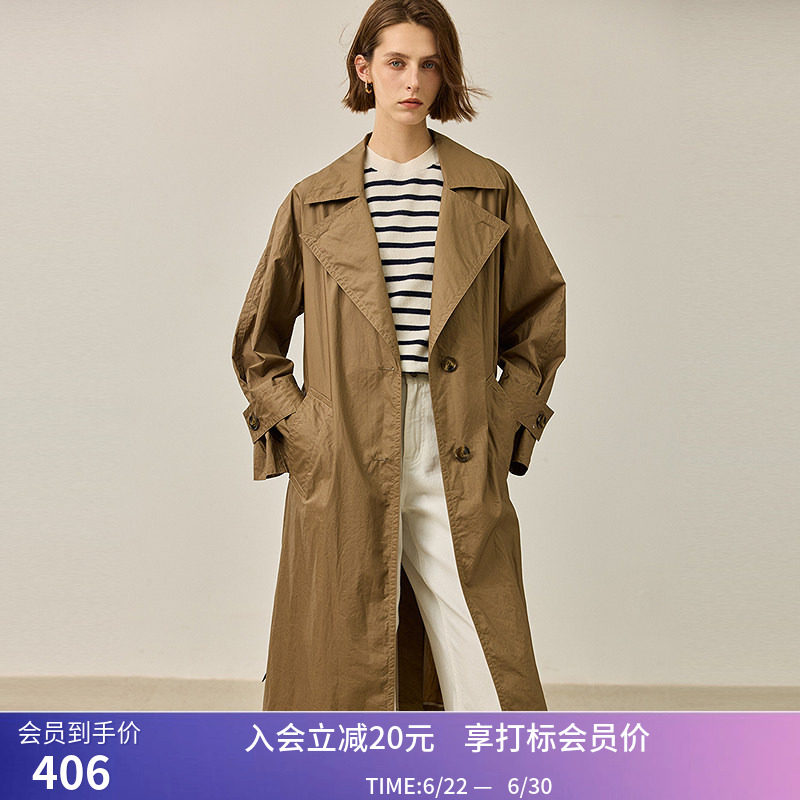【商场同款】LILY秋新款双翻领油蜡感微光高级感风衣外套女款