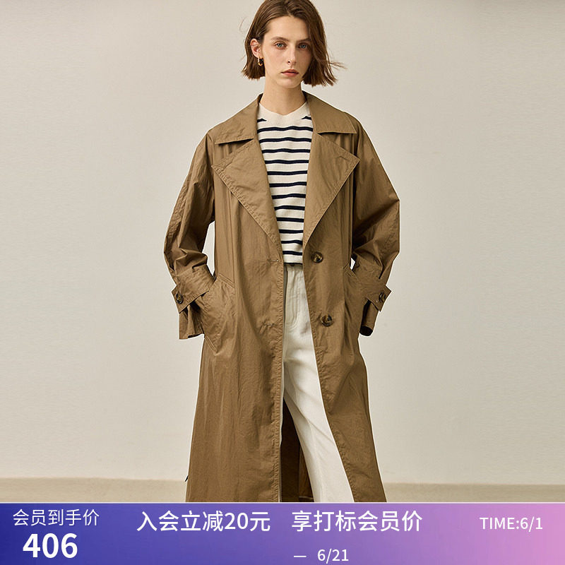 【商场同款】LILY秋新款双翻领油蜡感微光高级感风衣外套女款