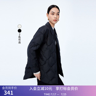 LILY冬新款女装保暖鸭绒通勤款中长款衬衫羽绒服外套小个子女