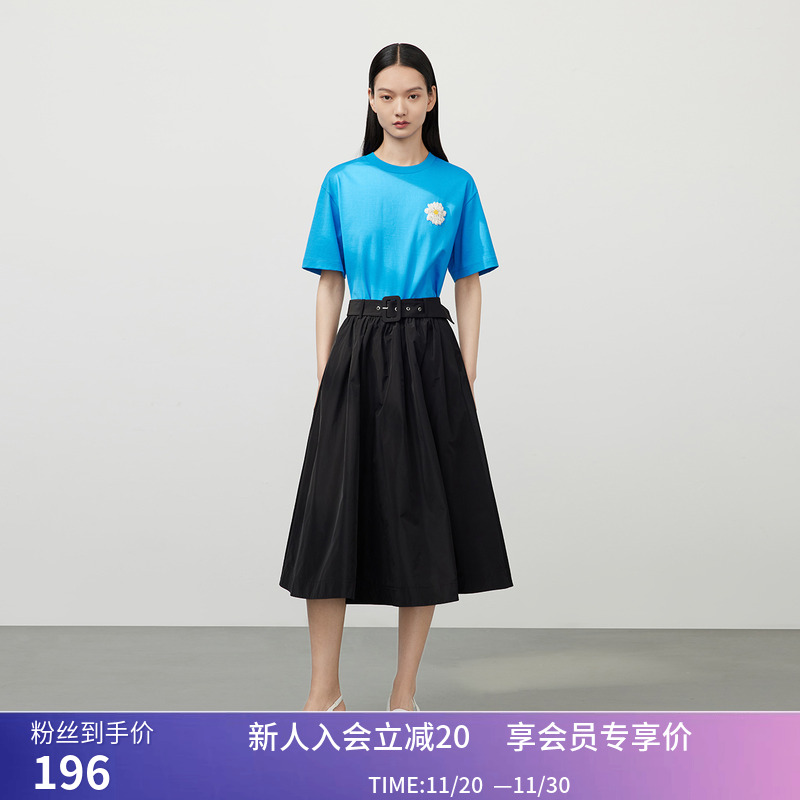 秒杀【商场同款】LILY秋新款女装复古优雅通勤款半身裙伞裙小黑裙