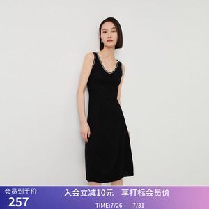 【商场同款】LILY春新款女装气质优雅通勤款无袖连衣裙小黑裙