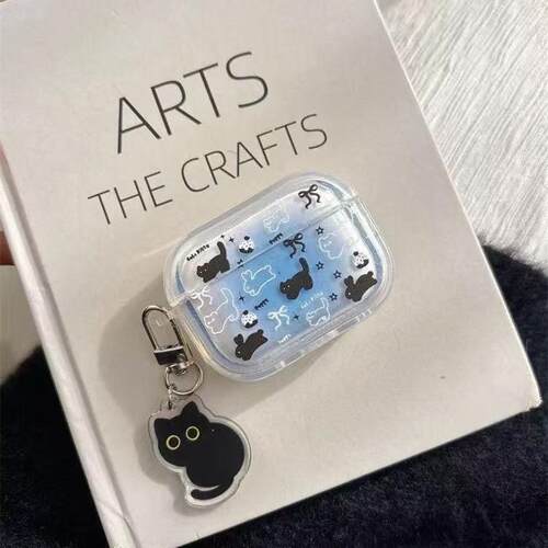 渐变蓝黑猫适用airpodspro2/3保