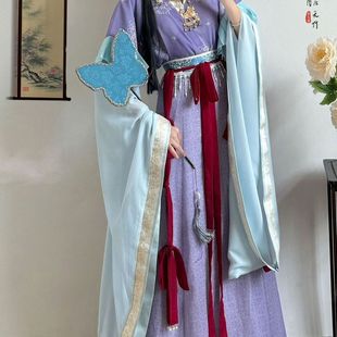 魏晋制汉服女中国风传统神仙服交领大袖半臂外衫绶带齐腰襦裙套装