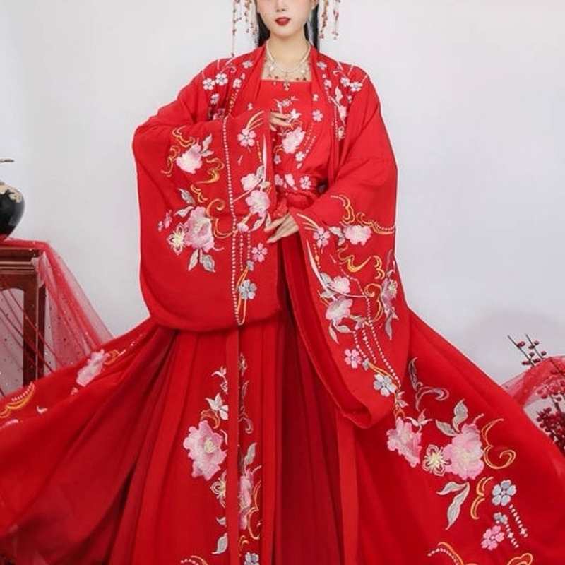 宋制花嫁汉服男女套装重工刺绣装