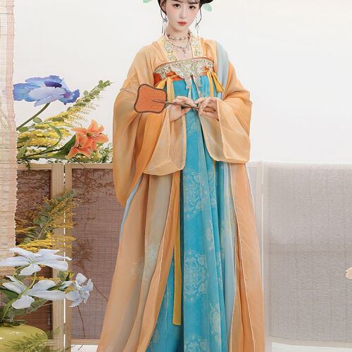 唐制汉服女齐胸刺绣襦裙对襟衫春