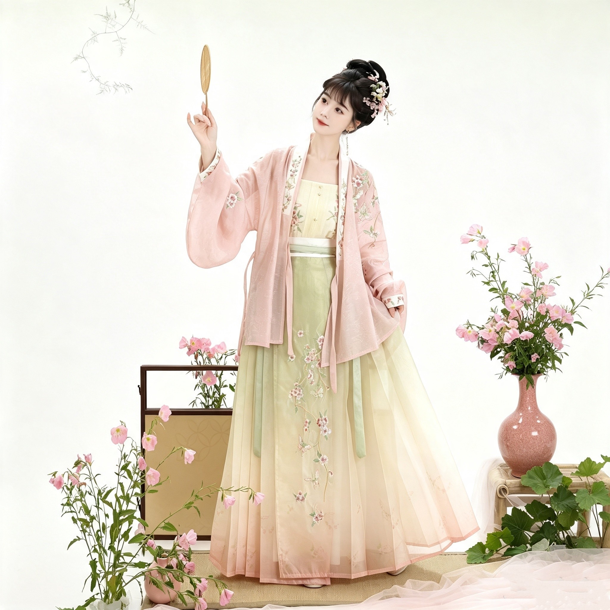 明制汉服女琵琶袖刺绣吊带襦裙秋