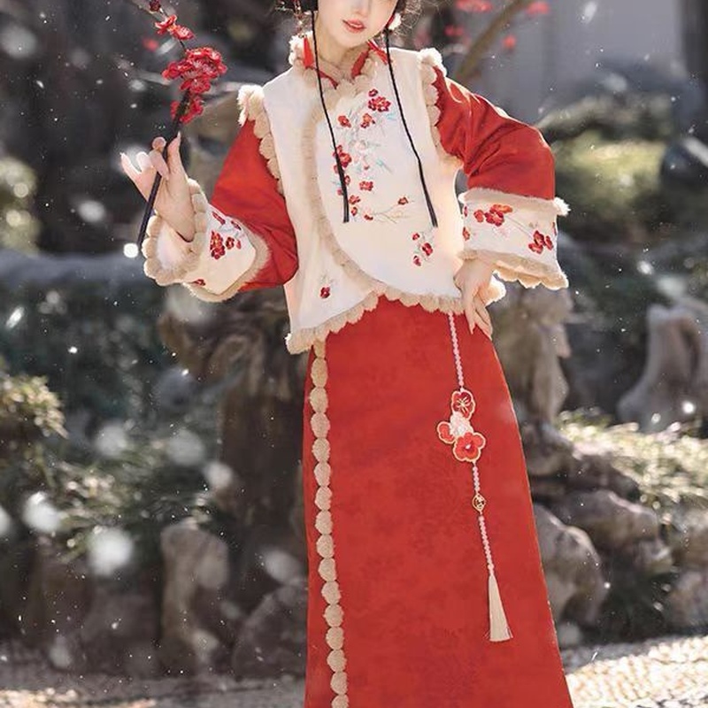 新中式汉服女唐制改良旗袍假两件