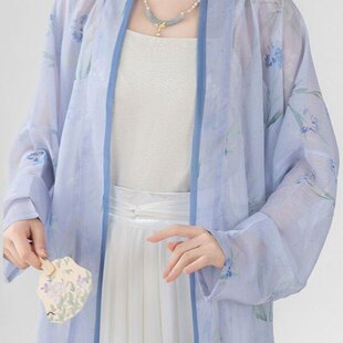 夏季新款汉服女宋制【夏茉】印花飞机袖日常通勤防晒开衫百搭外套