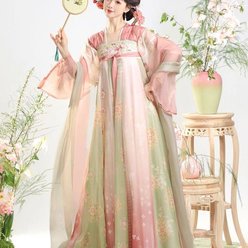 唐褙子汉服女齐胸刺绣裙汉元素春