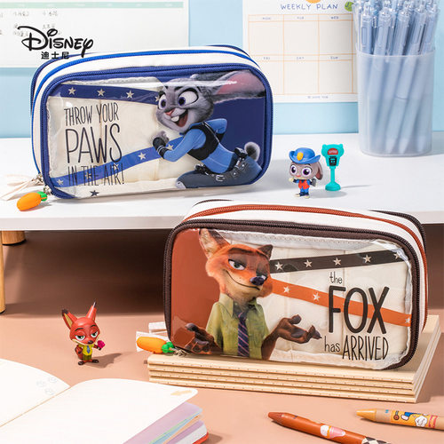 迪士尼学生笔袋三层铅笔袋尼克白雪公主大容量小众不撞款文具袋