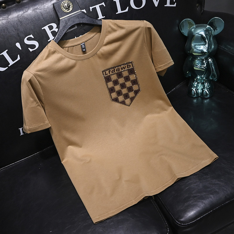 2025夏季新款丝光棉大码短袖T恤QT60665322P65M-6XL,男装T恤,钱塘6066（原711）