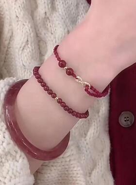 马年本命年红绳手链女无限有钱编织手绳显白朱砂手串情侣好运礼物