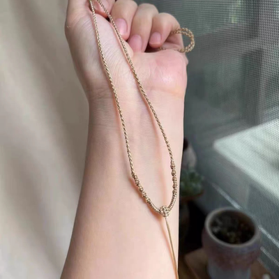 手工编织古法简约百搭和田玉佛黄金平安扣吊坠挂绳项链绳女可调节