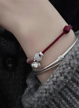 柿柿如意红运当头999足银小柿子手绳本命年红绳转运珠手链女礼物