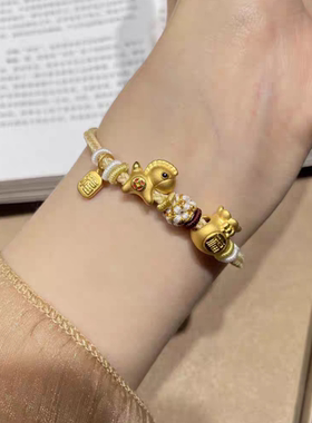 「马上有福」马年手工编织沙金小马福袋福牌手链女生好运手绳礼物