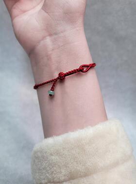 天然A货翡翠转运珠手链女生手工编织细软简约本命年红绳闺蜜礼物