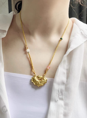 新中式国风双鱼锦鲤锁包吊坠绳双钩链黄金蜜蜡转运珠配绳项链绳女