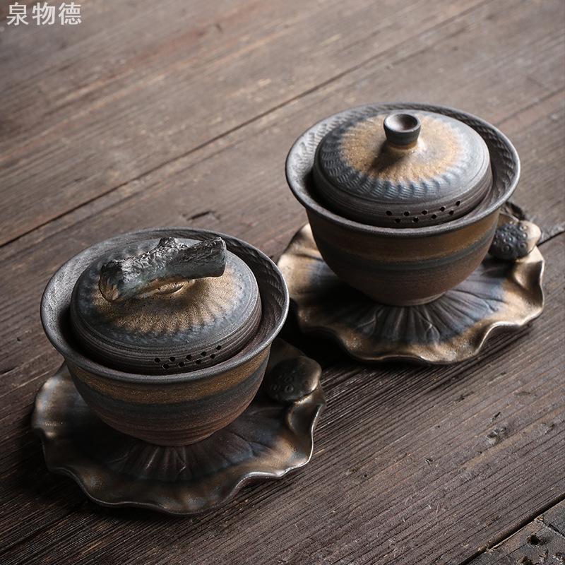 古早烧三才盖碗日式跳刀茶壶茶杯