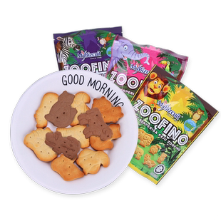 进口麦比客ZOOFINO动物形卡通饼干80g*3巧克力奶酪牛奶味宝宝零食