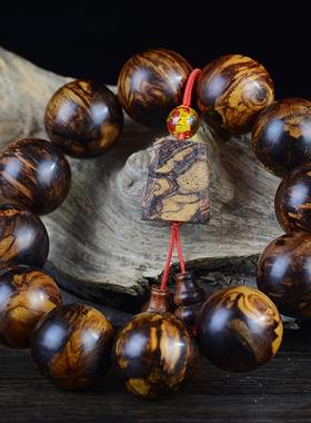 缅甸小叶黄花梨烟花山水纹藤香木手串手链酷似海南黄花梨降香黄檀