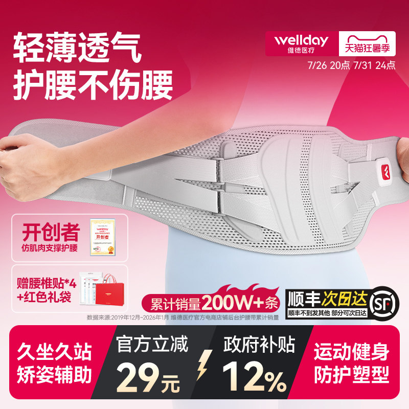 维德护腰带腰部矫形器腰椎变形收束腰运动健身腰托女士轻薄护腰带 - 实物图