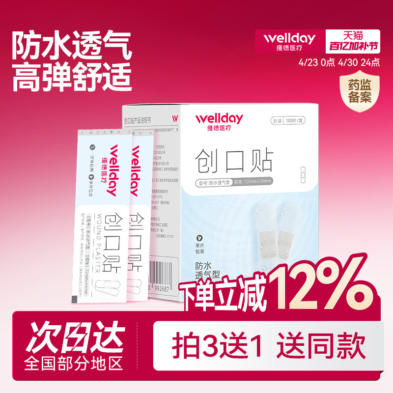 维德医疗创口贴透明防水透气医用可贴伤口儿童可爱卡通弹力止血贴