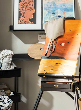 样板阳台软装摆设书房绘画实木落地画架美术教室丙烯颜料摆件组合