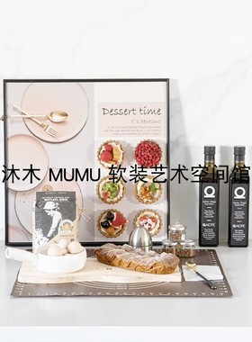 原创设计样板间书房书桌书架桌面摆件植物干花蝴蝶装饰品组合摆设