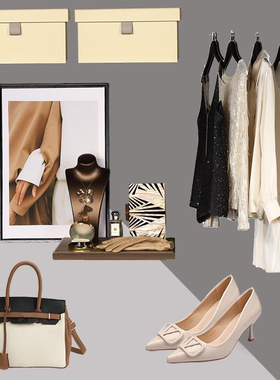 样板间轻奢衣帽间饰品主卧女衣帽间组合套装衣柜鞋子包包软装搭配