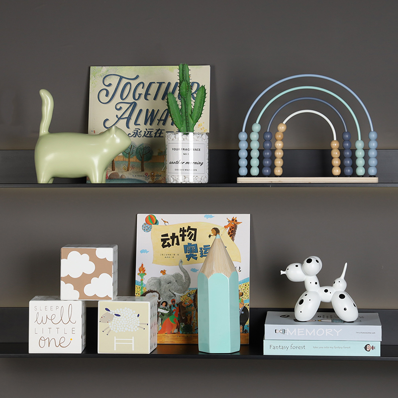 现代轻奢极简样板间售楼处儿童男女孩房卡通组合设计师搭配摆件