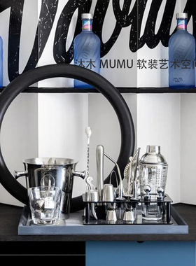 沐木软装不锈钢调剂组合托盘饰品