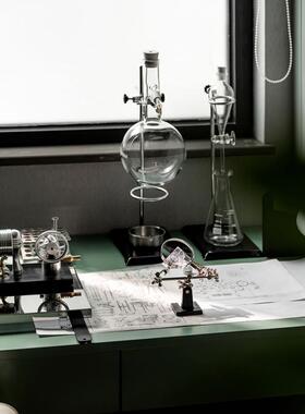 现代样板间书房书桌装饰品工业实验室蒸馏试管道具摆件组合搭配