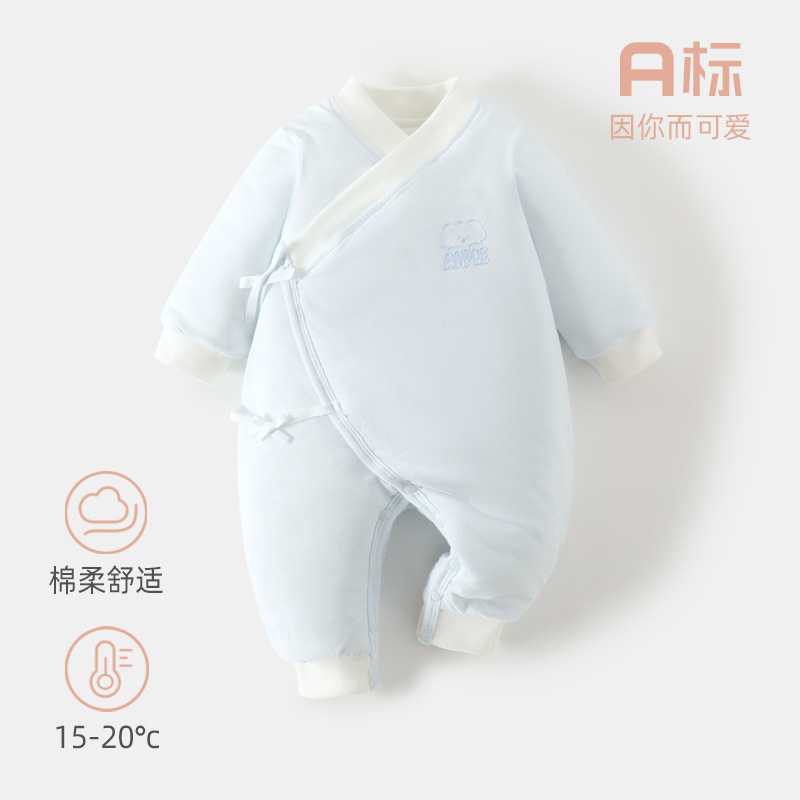初生蝴蝶衣a类50克夹棉新生儿和尚服无骨宝宝爬服秋冬婴儿连体衣