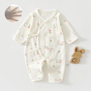 婴儿夏季 空调服蝴蝶衣 连体衣新生儿护肚斜襟系带哈衣婴童夏天薄款