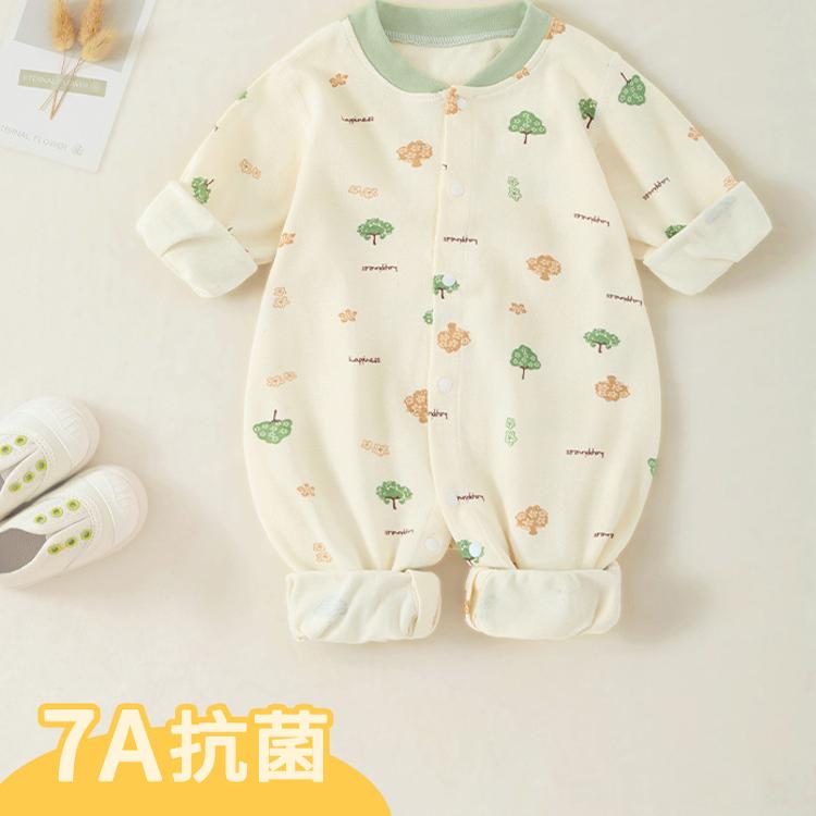 纯棉春秋无骨开档哈衣爬服连体衣