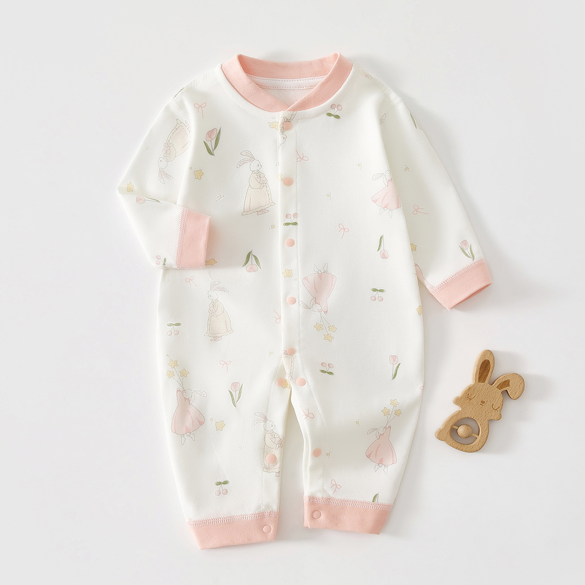 新生儿连体衣纯棉无骨春秋款婴儿宝宝睡衣长袖打底哈衣爬服家居服