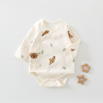 婴儿a类纯棉无骨长袖爬服连体衣