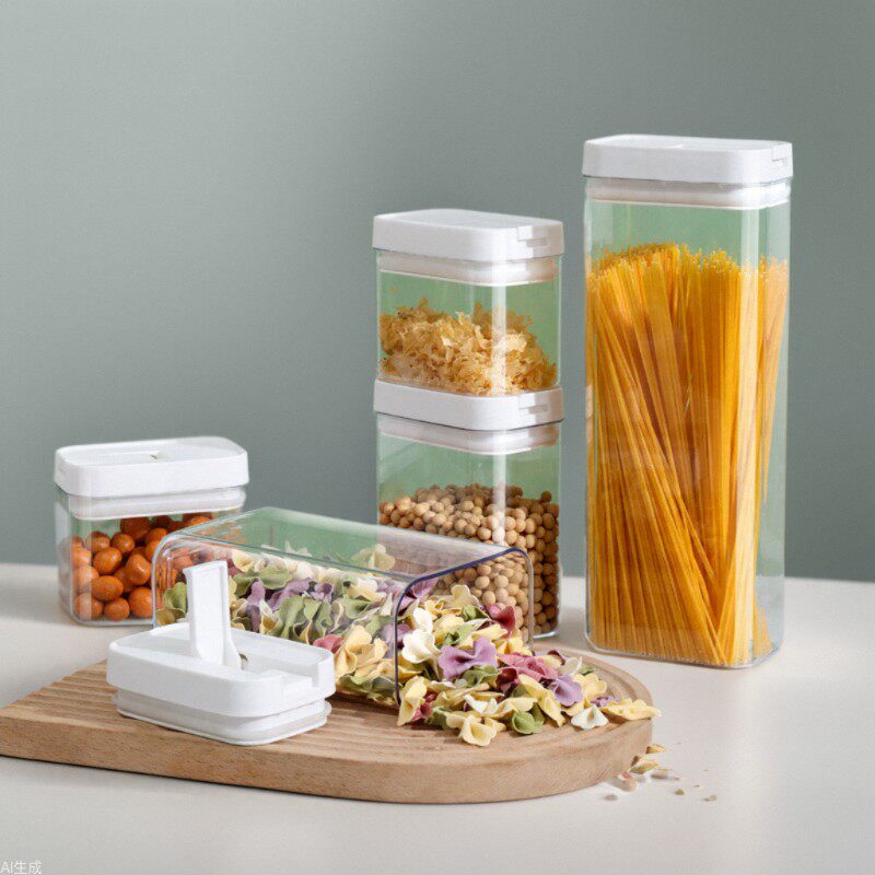 密封罐透明塑料家用厨房食品级坚果燕麦香料储存罐五谷杂粮收纳盒