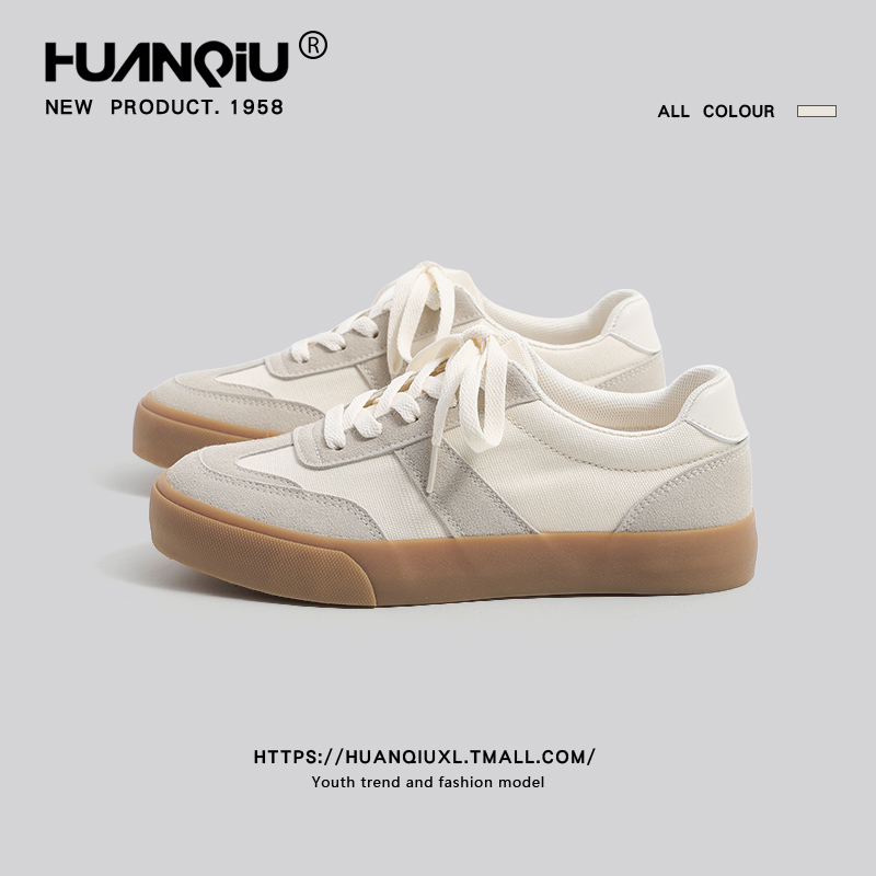 环球厚底德训鞋女2023秋冬季新款复古平K底板鞋子潮百搭休闲帆布