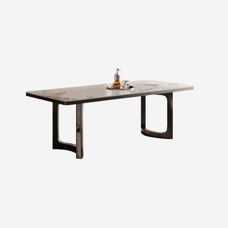 偲逸意式岩板餐桌椅现代简约轻奢饭桌不锈钢O小户型家用大理石餐