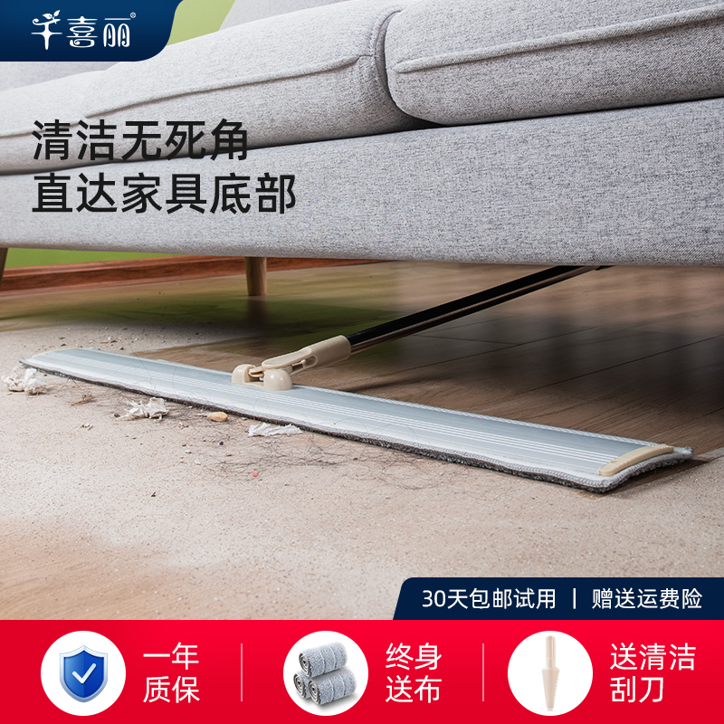 免手洗大号铝板平j板拖把2021新款家用拖地大拖布长尘推一拖净平