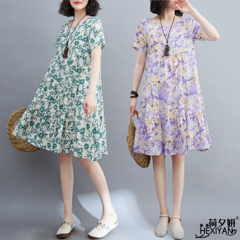 大码棉绸睡裙女夏宽松孕妇睡衣裙