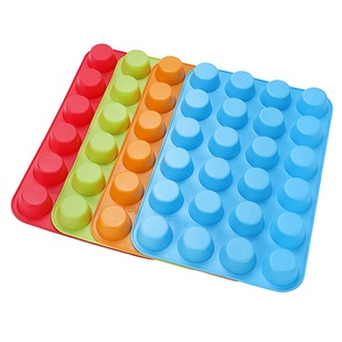 蛋糕模具 24孔多格圆形硅胶马芬杯模果冻小饼干烤盘蛋糕烘焙模具