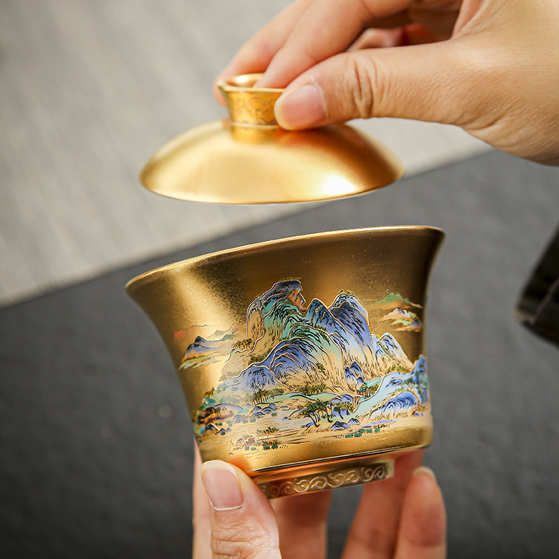 婚庆改口敬茶杯鎏金中式伴手礼