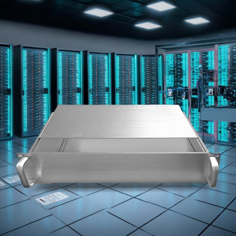 2u银色型材机箱服务器机柜加厚